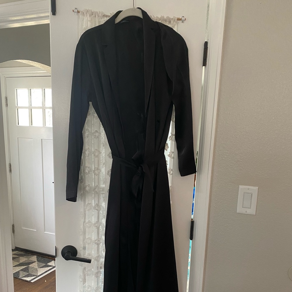 La Perla long black silk robe
